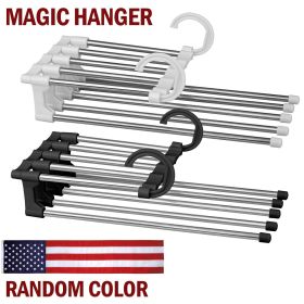 5 In1 Multi-functional Pants Rack Shelves Stainless Steel Wardrobe Magic Hanger