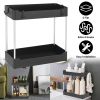 2-Tier Under Sink Shelf Organizer Space Saving Under Bathroom Sink Storage Rack w/ 4 Hooks