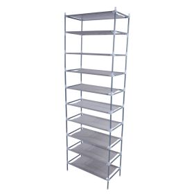 Simple Assembly 10 Tiers Non-woven Fabric Shoe Rack Gray