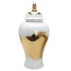 Regal White Gilded Ginger Jar with Removable Lid