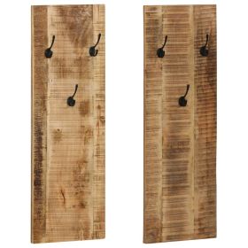 Wall-mounted Coat Racks 2 pcs Solid Mango Wood 14.2"x43.3"x1.2"