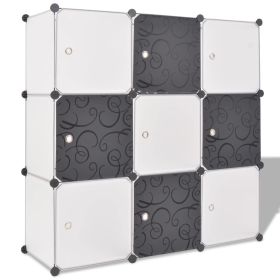 Storage Cube Organizer with 9 Compartments Black and White