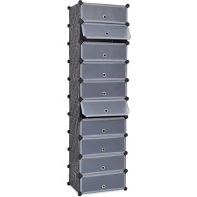 Interlocking Shoe Organizer with 10 Compartments Black