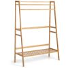 Bamboo Clothing Rack with Storage Shelves