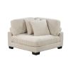 1pc Modern Living Room Furniture Modular Corner Seat Plush Beige Corduroy Fabric Upholstery Plywood Frame, Matching Pillows