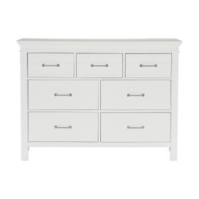 7 Drawers White Finish Dresser Transitional Style Wooden Bedroom Furniture 1pc