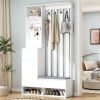 ON-TREND Contemporary 39.3''Wx70.8''H Hall Tree Storage with Cushioned Storage Bench, Multifunctional Hallway Shoe Cabinet with Pegboard