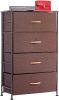 Fabric 4 Drawers Storage Organizer Unit Easy Assembly;  Vertical Dresser Storage Tower for Closet;  Bedroom;  Entryway;  Brown