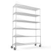 6 Tier Wire Shelving Unit, 6000 LBS NSF Height Adjustable Metal Garage Storage Shelves with Wheels