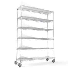 6 Tier Wire Shelving Unit, 6000 LBS NSF Height Adjustable Metal Garage Storage Shelves with Wheels