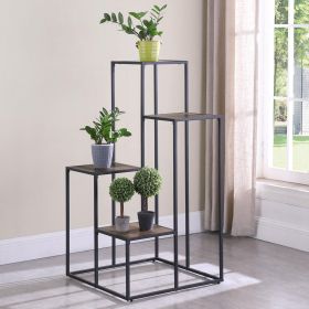 Rustic Brown and Black 4-Tier Display Shelf