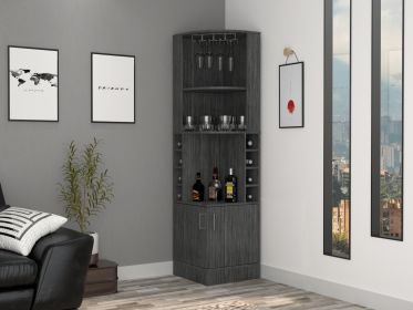 Bar Cabinet Papprika, 8 Wine Cubbies, Double Door, Smokey Oak Finish