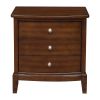 Dark Cherry Finish 1pc Nightstand of 3x Drawers Satin Nickel Tone Knobs Transitional Style Bedroom Furniture