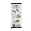 Glass Display Cabinet with 5 Shelves Double Door, Curio Cabinets for Living Room, Bedroom, Office, Black Floor Standing Glass Bookshelf