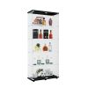 Glass Display Cabinet with 5 Shelves Double Door, Curio Cabinets for Living Room, Bedroom, Office, Black Floor Standing Glass Bookshelf