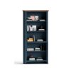 Bridgevine Home Nantucket 72 inch high 5-shelf Bookcase, No Assembly Required, Blue Denim and Whiskey Finish