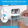 Multifunctional Wall Mount Toothbrush Holder Rack Organizer Automatic Toothpaste Dispenser Squeezer with Magnetic Cups 5 Toothbrush Slots Accessory St