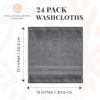 Bulk 24 Pack Grey Washcloths for Body and Face Towel Cotton Wash Cloths Flannel Spa Fingertip Wash Clothes 12x12 Inch Soft Absorbent Gym Towels