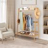 Bamboo Clothing Rack with Storage Shelves