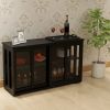 Kitchen Storage Stand Cupboard With Glass Door-Black RT