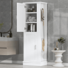 Tall Bathroom Storage Cabinet, Freestanding Storage Cabinet with Hook and Adjustable Shelf, MDF Board, White