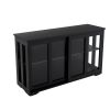 Kitchen Storage Stand Cupboard With Glass Door-Black RT