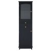 Tall Bathroom Storage Cabinet with Glass Doors, Free-Standing, Two Drawers, and Adjustable Shelves, MDF Board