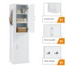 Tall Bathroom Storage Cabinet, Freestanding Storage Cabinet with Hook and Adjustable Shelf, MDF Board, White