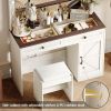 43.4"Makeup Vanity Table, Makeup Table with Large Mirror and 11 LED Light , Brightness Adjustable, Dressing Table Desk with 3 Drawers