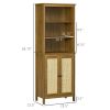 HOMCOM Bookcase with Cabinet and Open Shelves, Tall Bookshelf, Walnut