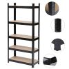 5 Tier Heavy Duty Metal Shelving Rack Unit Garage Storage Shelf Black UK