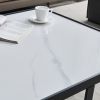 Minimalism Square coffee table; Black metal frame with sintered stone tabletop