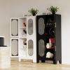 Metal Storage Cabinet, Bathroom Storage Cabinet with Doors and Shelves, Office Storage Cabinet with Lock, Black Garage Cabinets, 3 Adjustable Shelves