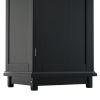 Tall Bathroom Storage Cabinet with Glass Doors, Free-Standing, Two Drawers, and Adjustable Shelves, MDF Board