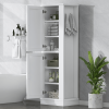 Tall Bathroom Storage Cabinet, Freestanding Storage Cabinet with Hook and Adjustable Shelf, MDF Board, White