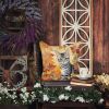 American Shorthair Cat in Fall Leaves Throw Pillow Machine Washable, Indoor Outdoor Decorative Pillow for Couch, Bed or Patio, 14Hx14W