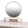 CRAZY ELF Makeup Vanity Table with Cushioned Stool, Large Capacity Storage Cabinet, 5 Drawers, Large Round Mirror