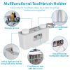 Multifunctional Wall Mount Toothbrush Holder Rack Organizer Automatic Toothpaste Dispenser Squeezer with Magnetic Cups 5 Toothbrush Slots Accessory St