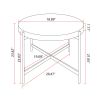 Modern Thread Design Round Coffee Table , MDF Table Top with Cross Legs Metal Base(Set of 2 pcs )