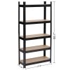 5 Tier Heavy Duty Metal Shelving Rack Unit Garage Storage Shelf Black UK