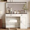 43.4"Makeup Vanity Table, Makeup Table with Large Mirror and 11 LED Light , Brightness Adjustable, Dressing Table Desk with 3 Drawers