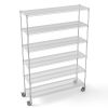 6 Tier Wire Shelving Unit, 6000 LBS NSF Height Adjustable Metal Garage Storage Shelves with Wheels