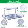 2 Tier Turntable Organizer Rectangular Refrigerator Spinner Storage Rack with 360¬∞ Rotatable Slide Rail for Kitchen Cabinet Countertop