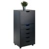 Halifax Tall Storage Cabinet; 5-Drawer; Black