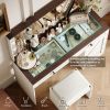 43.4"Makeup Vanity Table, Makeup Table with Large Mirror and 11 LED Light , Brightness Adjustable, Dressing Table Desk with 3 Drawers