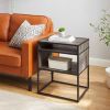 Modern Wood and Metal Side Table with Open Storage