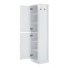 Tall Bathroom Storage Cabinet, Freestanding Storage Cabinet with Hook and Adjustable Shelf, MDF Board, White