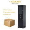 Tall Bathroom Storage Cabinet with Glass Doors, Free-Standing, Two Drawers, and Adjustable Shelves, MDF Board