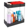 2-Tier Under Sink Shelf Organizer Space Saving Under Bathroom Sink Storage Rack w/ 4 Hooks