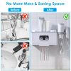 Multifunctional Wall Mount Toothbrush Holder Rack Organizer Automatic Toothpaste Dispenser Squeezer with Magnetic Cups 5 Toothbrush Slots Accessory St